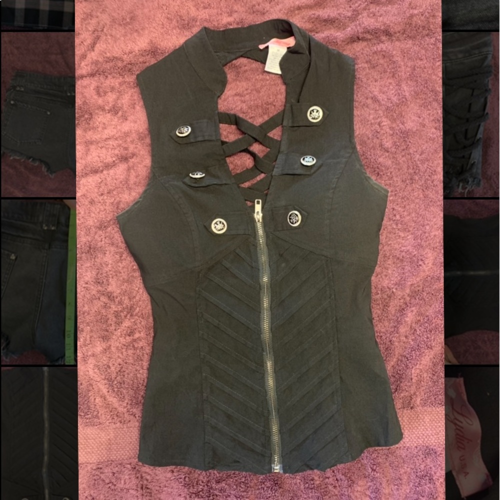 Lydia black steampunk goth vest